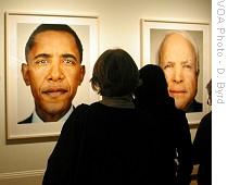 Visitors gaze at president-elect's portrait
