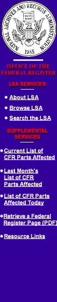 List of CFR Sections Affected Navigation Bar