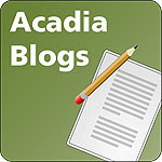 Acadia Blogs icon with pencil and paper