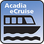 eCruise icon - boat on blue background