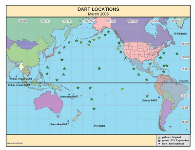 Map showing DART buoy locations