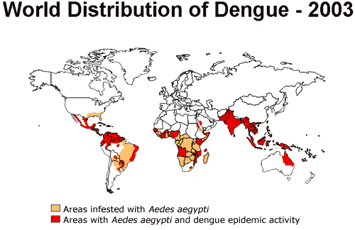 Dengue World distribution map 2003