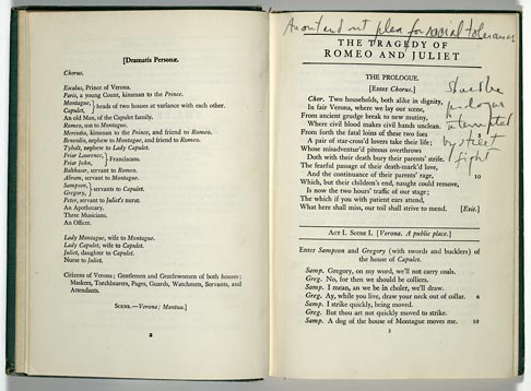 Bernstein’s copy of William Shakespeare’s “Romeo and Juliet”
