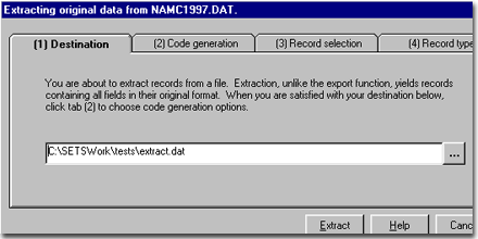 Extract original data screen image