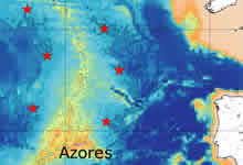 map of the Northern Atlantic hydrophone locations