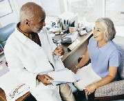 Woman sitting while talking with her doctor. Copyright Andersen Ross/Getty Images