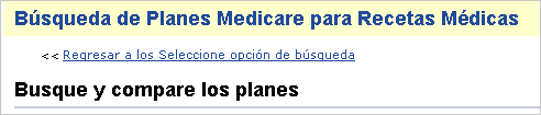 Example showing the 'Back' button of the Medicare Prescription Drug Plan Finder tool.
