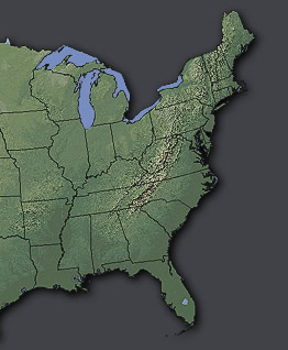 eastern United States - no potentially active volcanoes