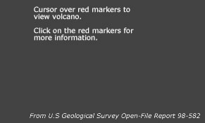 volcano key showing volcano type, latest activity and elevation