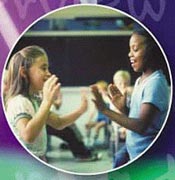 Fourth graders from Blue Ridge Elementary School perform a hand clapping routine, detail from poster. Photo by Patrick Mullen, 1978.