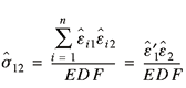 lowercase sigma caret subscript {1 2} = summation from lowercase i = 1 to lowercase n lowercase epsilon caret subscript {lowercase i 1} lowercase epsilon caret subscript {lowercase i 2} divided by uppercase e uppercase d uppercase f = lowercase epsilon caret superscript {'} subscript {2} lowercase epsilon caret subscript {1} divided by uppercase e uppercase d uppercase f