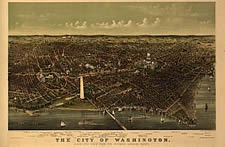 The City of Washington : Birds-Eye view from the Potomac-looking North.