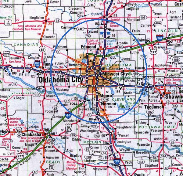 Map of OKC Metro area