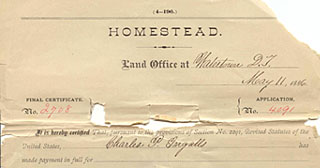 Charles Ingalls's homestead application