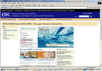 Screenshot of Public Health Image Library Home page