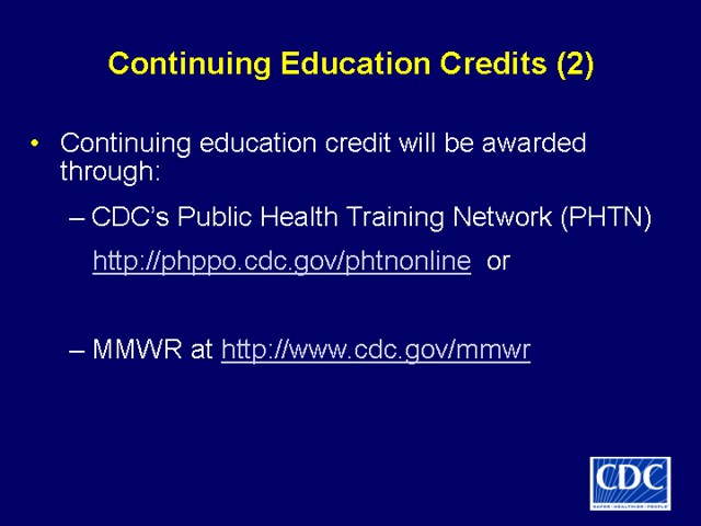 Slide 63: Continuing Education Credits (2)