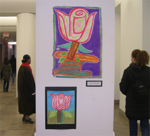 Images of art work that contains flowers.