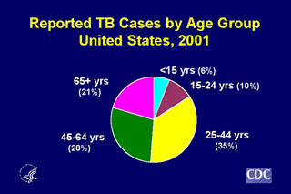 Slide 6: Reported TB Cases by Age Group, United States, 2001. Click here for larger image