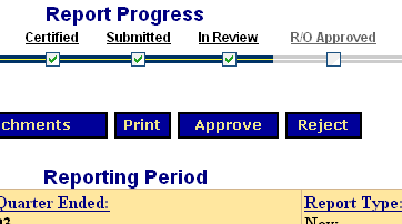 Report form with Accept and Reject buttons enabled