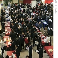 People wait to talk with potential employers during job fair at Rutgers University, New Brunswick, New Jersey, 07 Jan 2009
