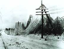 downed power lines from heavy ice accumulation