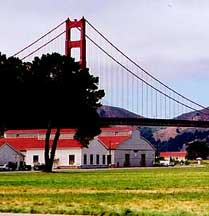 Presidio of San Francisco, California, with the Golden Gate Bridge