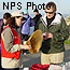 Whale Docent describing baleen to a visitor