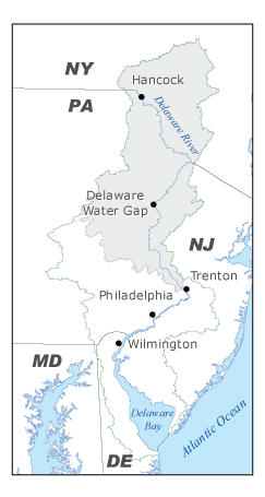 Map depicting DRBC Special Protection Waters Drainage Area.