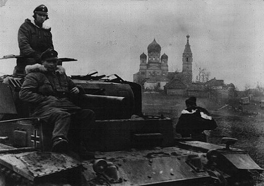 German soldiers in the Soviet Union during a December 1943 Soviet offensive on the eastern front. German troops invaded Soviet territory in June 1941 but faced counteroffensives following the battle of Stalingrad. December 16, 1943.