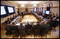 White House chief of staff Josh Bolten welcomes senior officials from the Bush Administration and the incoming Obama Administration to the principal level homeland exercise on Tuesday, Jan. 13, 2009, at the Eisenhower Executive Office Building in Washington, D.C. The exercise provided an opportunity for officials to discuss incident management practices and continuity of government procedures. White House photo by Eric Draper