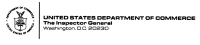 Image of United States Department of Commerce logo on letterhead from the Inspector General