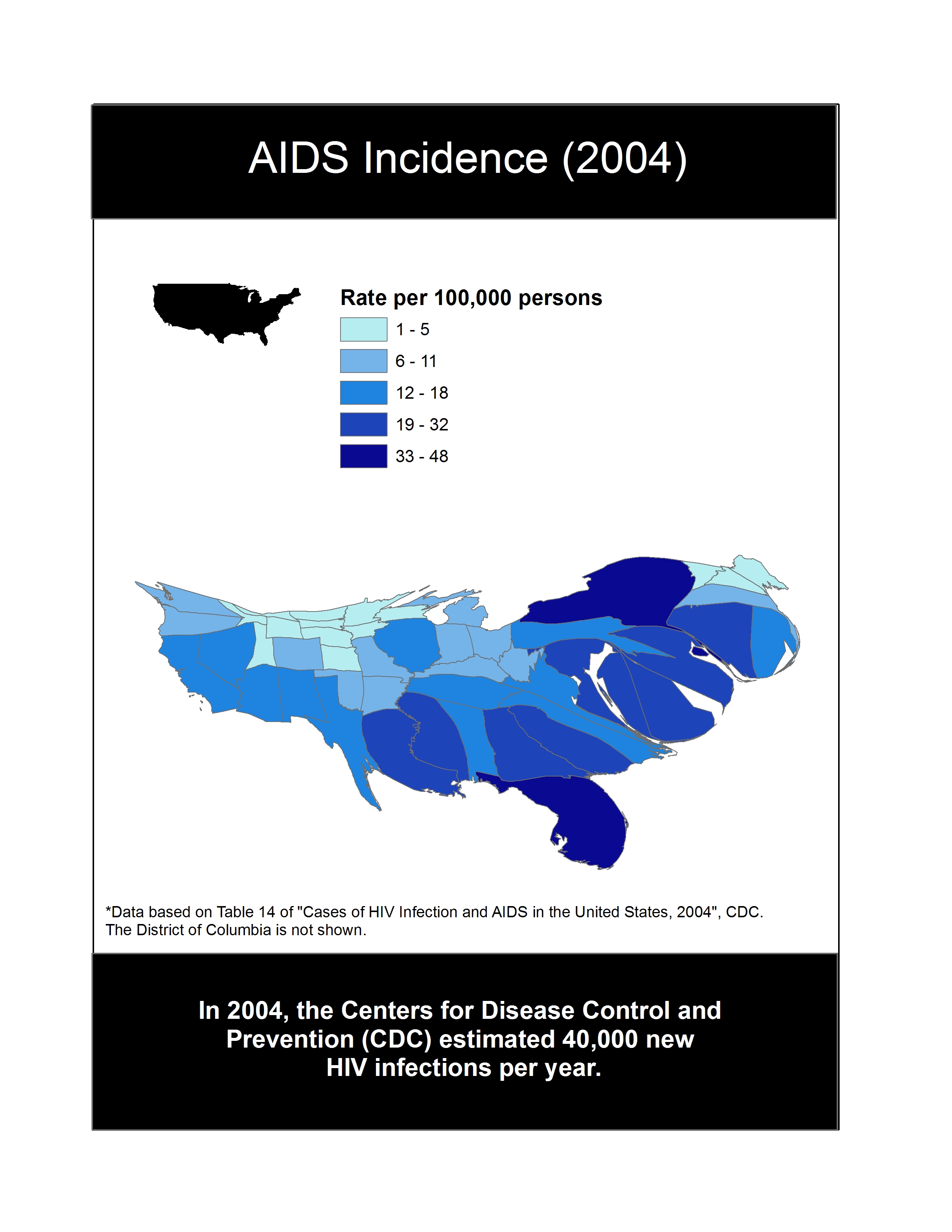 AIDS Incidence 2004 Map Image