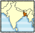 World map highlighting the region of South Asia