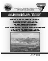 Cover for the Northern and Eastern Mojave Plan