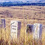 image of Little Big Horn U.S. soldier's grave markers 