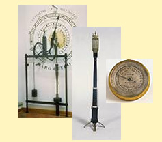 Photos of three antique barometers.