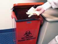 Photograph of large sharps disposal container