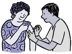 Man Giving a Woman a Vaccine