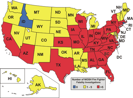 U.S. Map with States colored based on number of reports