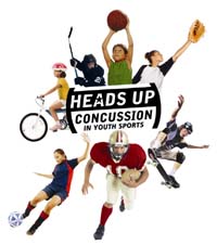 Heads Up Concussion in Youth sports collage of kids playing sports