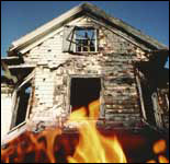 Photo: A house on fire