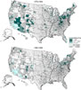 Silicosis:  Age-adjusted mortality rates by county, U.S. residents age 15 and over, 1970–1984 and 1985–1999