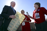 $10 Unveiling Event, Ellis Island, New York Harbor - John W. Snow, Secretary, The Department of the Treasury during an interview with Scholastic News. (Sept. 28, 2005) 