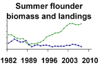 Summer flounder biomass and landings **click to enlarge**
