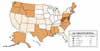 Asbestosis:  Age-adjusted death rates by state, U.S. residents age 15 and over, 1993–2002