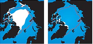 The U.S. Community Climate System Model forecasts a rapid decline in average September (minimum) sea ice extent