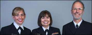 Photo: Safe Water Team: From left to right, Amy Parker (LCDR USPHS), Pat Riley (CAPT USPHS), and Rob Quick (CAPT USPHS)