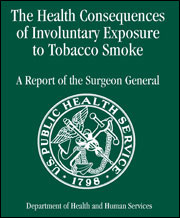 Photo: Cover of Surgeon General's report on exposure to tobacco smoke.