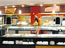 Deli cases in the cafeteria.