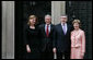 President George W. Bush and Laura Bush are met by British Prime Minster Gordon Brown and his wife, Sarah, on their arrival Sunday, June 15, 2008 to 10 Downing Street in London. White House photo by Chris Greenberg